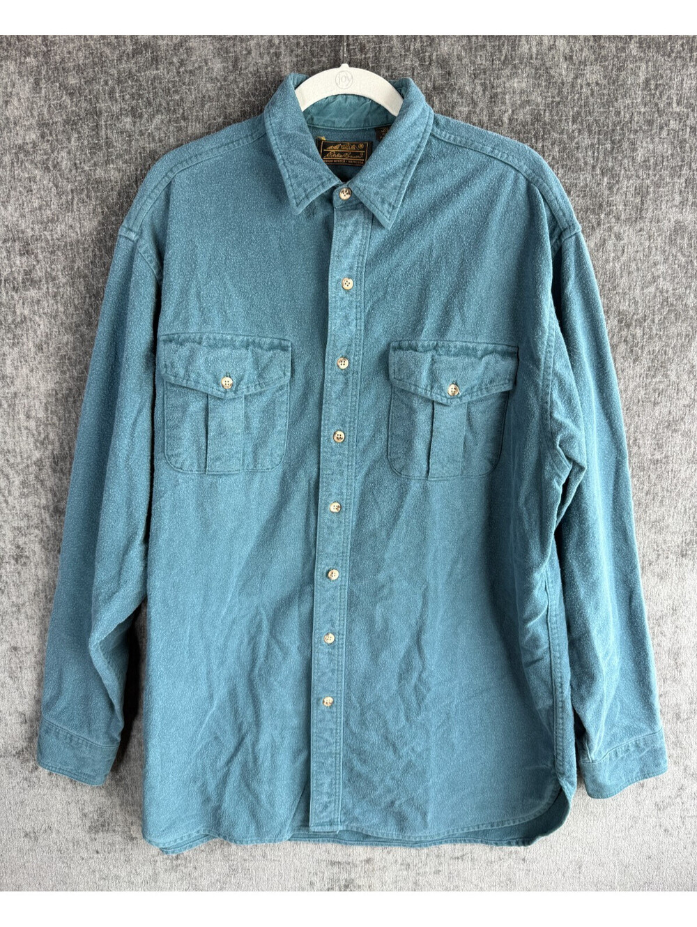 Vintage Eddie Bauer Black Tag Mens XLT USA Teal Heavy Chamois Shirt Jacket 80s